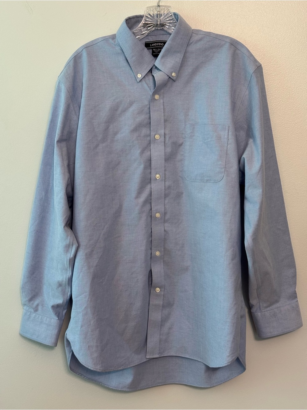 Lands' End Men's Pale Blue Oxford Button-Down Shirt
